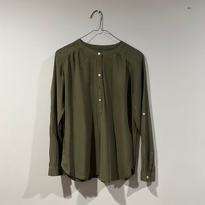 Olive Half-Buttoned Down Blouse